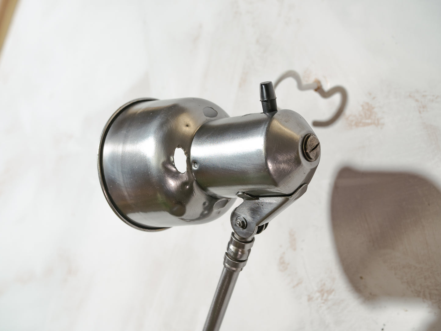 Vintage SIS Leuchten Wall Lamp, Polished Swing Arm 1950s, Silver Factory Machine drawing lamp