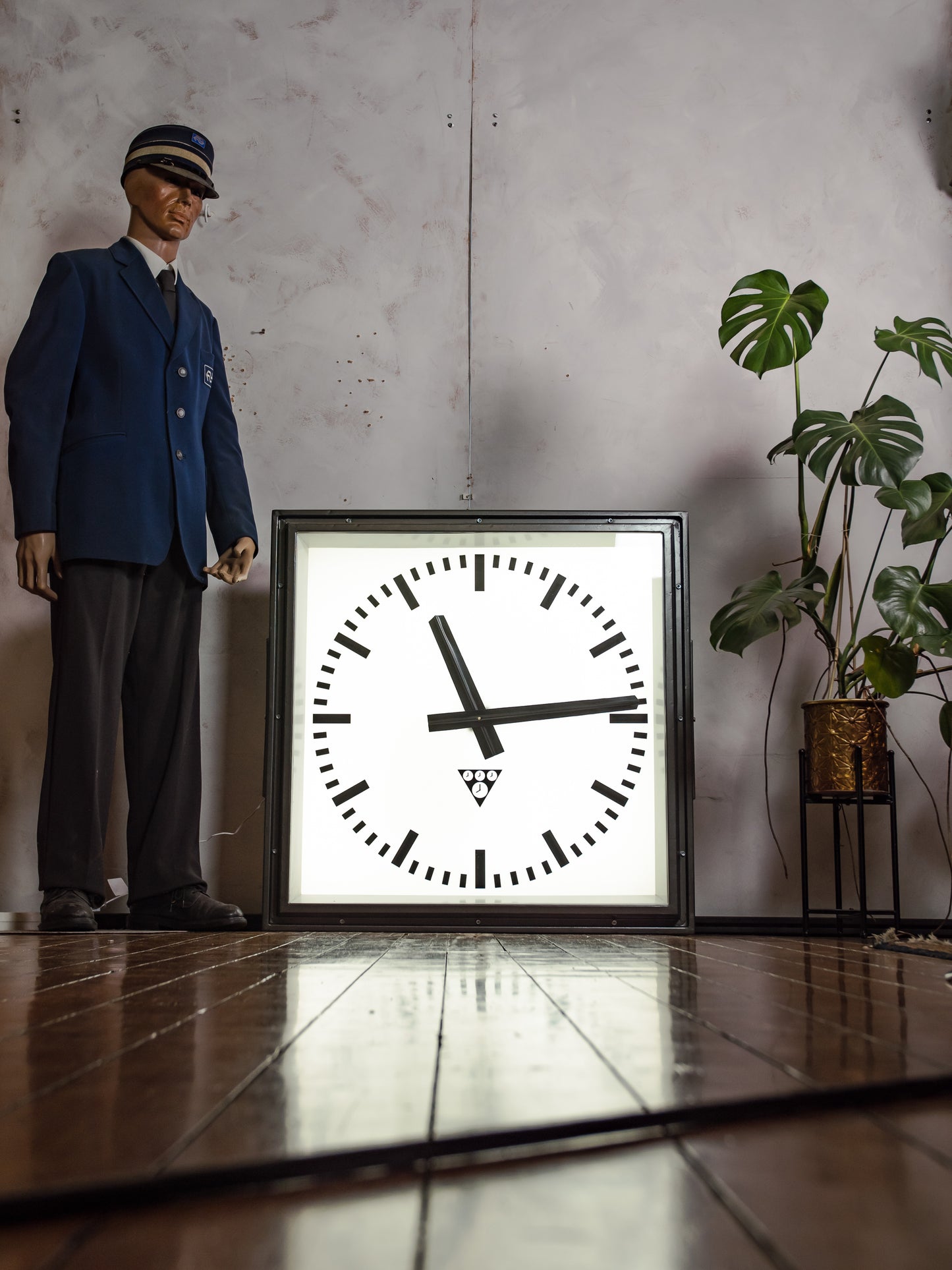 Massive Light-up Station Clock by Pragotron, Vintage 1960s Square industrial Timepiece, Restored 95 CM Railway Timekeeper with LED