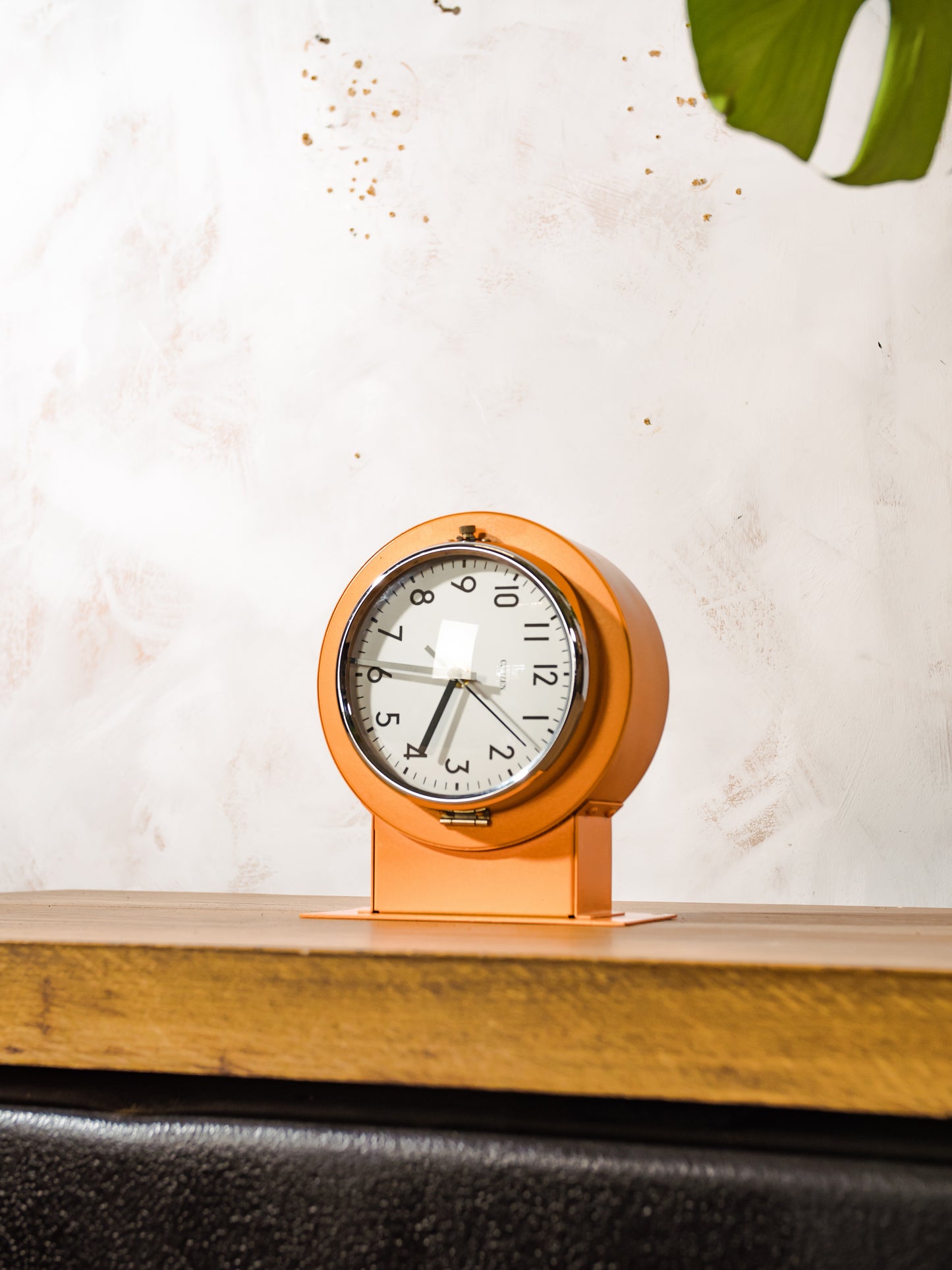 Oranje dubbelzijdige slaafs klok van Citizen, maritieme wand gemonteerde tijdwaarnemer, vintage onderzeeër scheeps wandklok uit de jaren 80,Quartz mechanisme