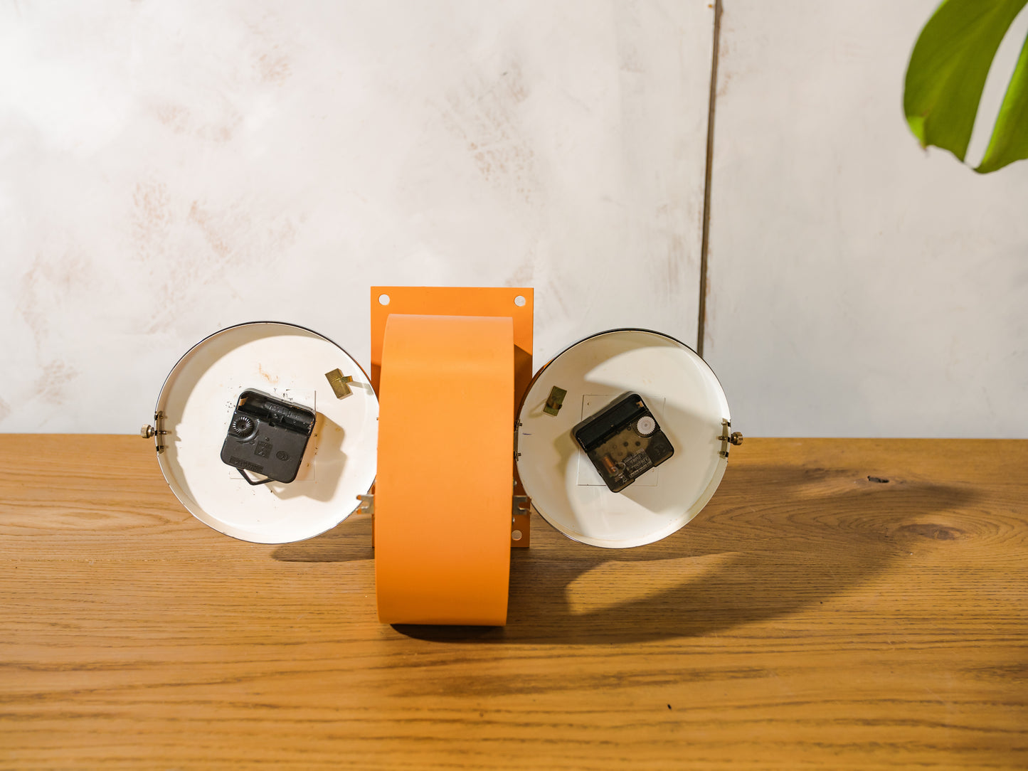 Oranje dubbelzijdige slaafs klok van Citizen, maritieme wand gemonteerde tijdwaarnemer, vintage onderzeeër scheeps wandklok uit de jaren 80,Quartz mechanisme