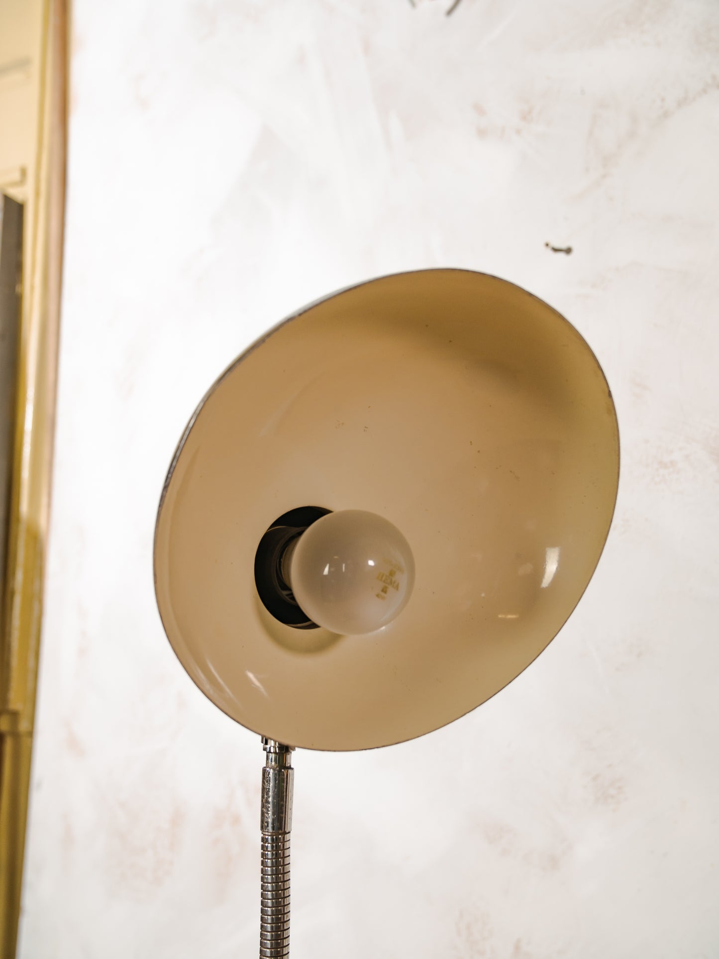 SIS Germany Bauhaus Desk lamp Black Model 50, 1960s Mid Century Modern Table lighting, Large Lampshade E27