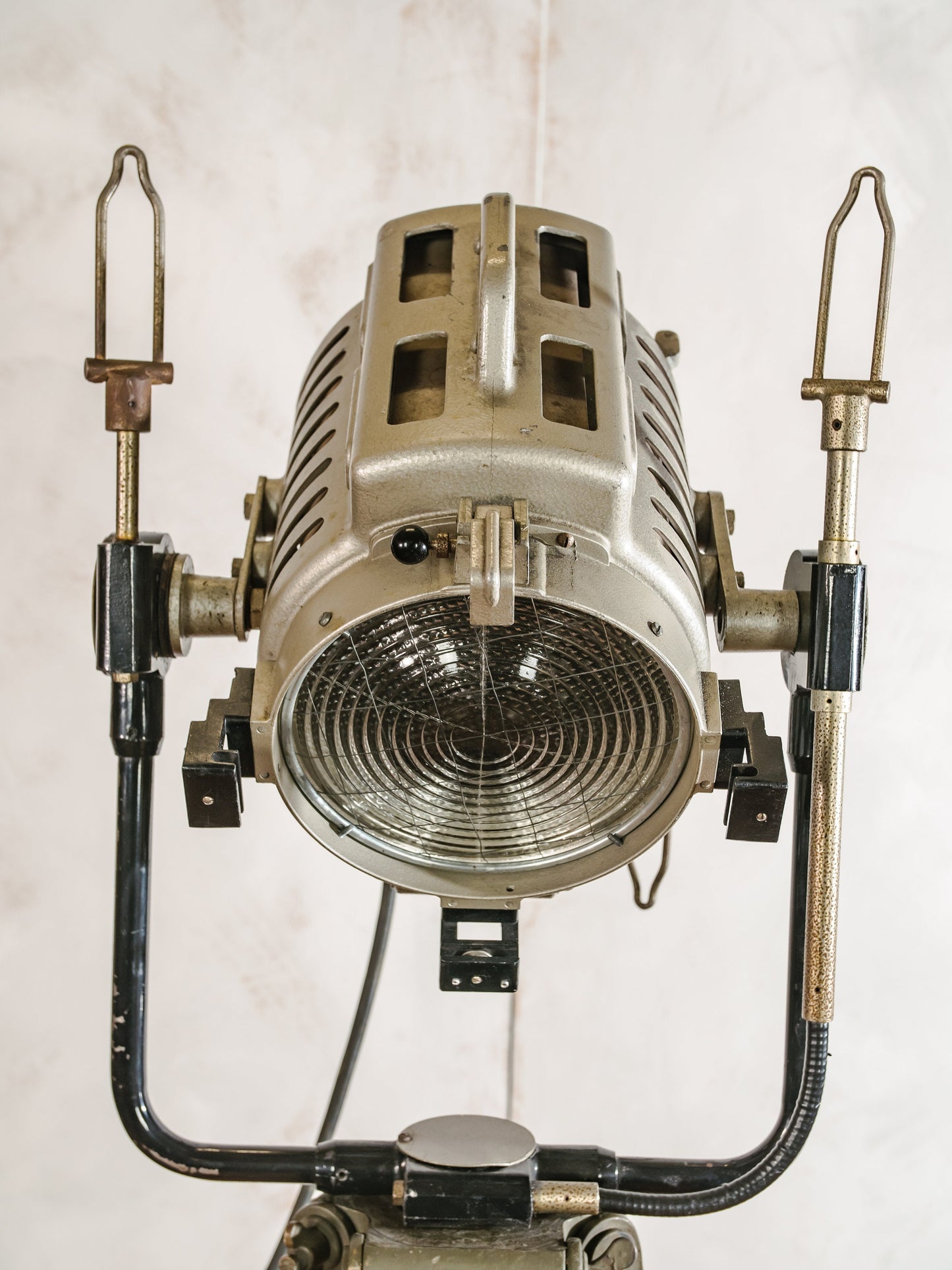 Arnold & Richter 1950s ARRI, Unique Vintage Hollywood Film Spotlight | German Studio Spotlight on a Vintage Wooden Army Surveyors Tripod