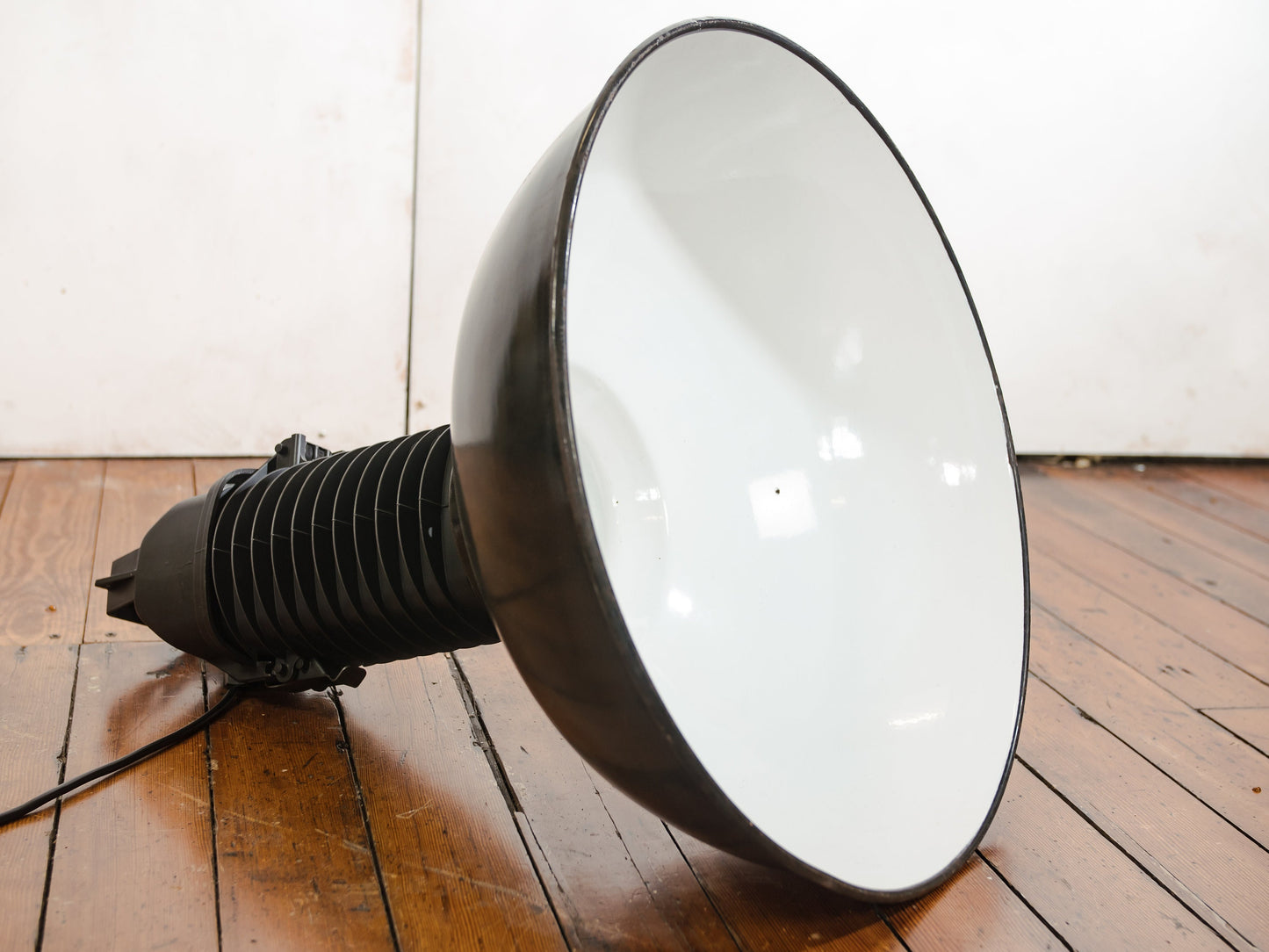Black Enamel Factory Pendant Light by Philips, 1950s Industrial interior Workshop Ceiling lamp, Loft large hanging lamp
