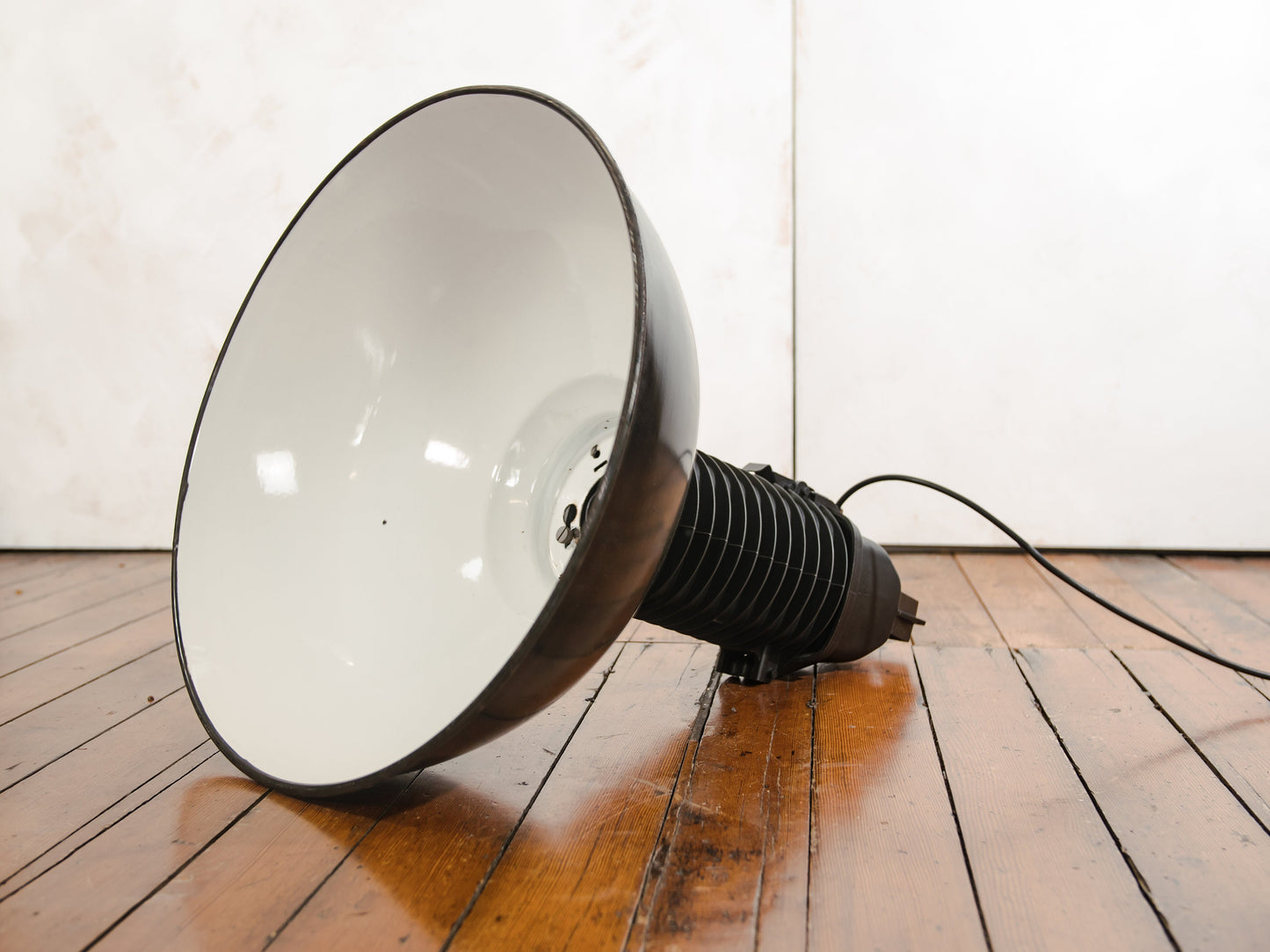 Black Enamel Factory Pendant Light by Philips, 1950s Industrial interior Workshop Ceiling lamp, Loft large hanging lamp