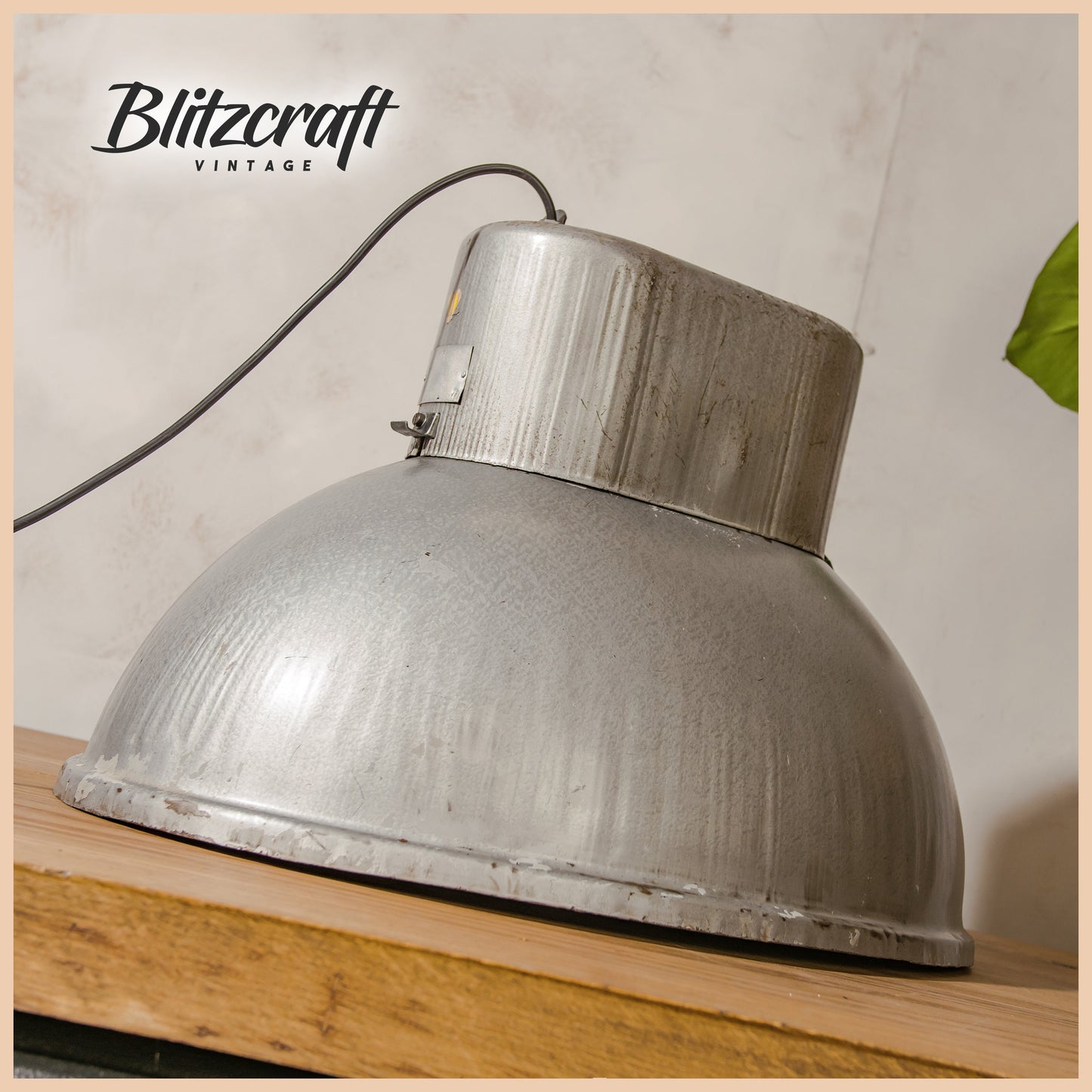 Oval-shaped Gray Large Pendant lamp by Predom Mesko 1970s, Industrial Hanging lamp, Patina Factory lighting