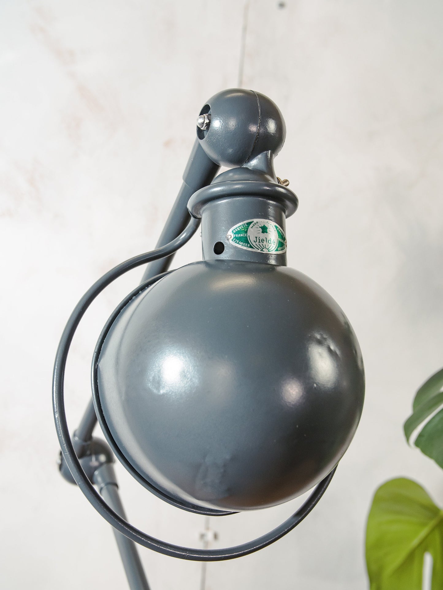 Jieldé Lamp Classic 1950s French Arm Loft Workshop Lamp, Renovated Gray Jielde by Jean Louis Domecq, Upcycled articulated Designer desk lamp