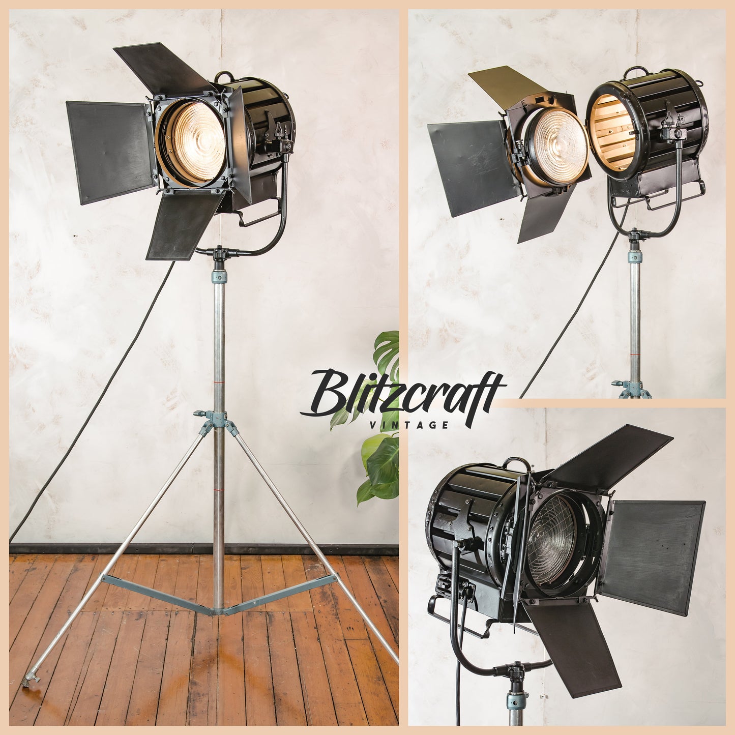 Mole Richardson England 1950s Model 560 Mid-Century design, Spotlight on a Vintage light stand, Industrial Floor lamp, Restaurant decor