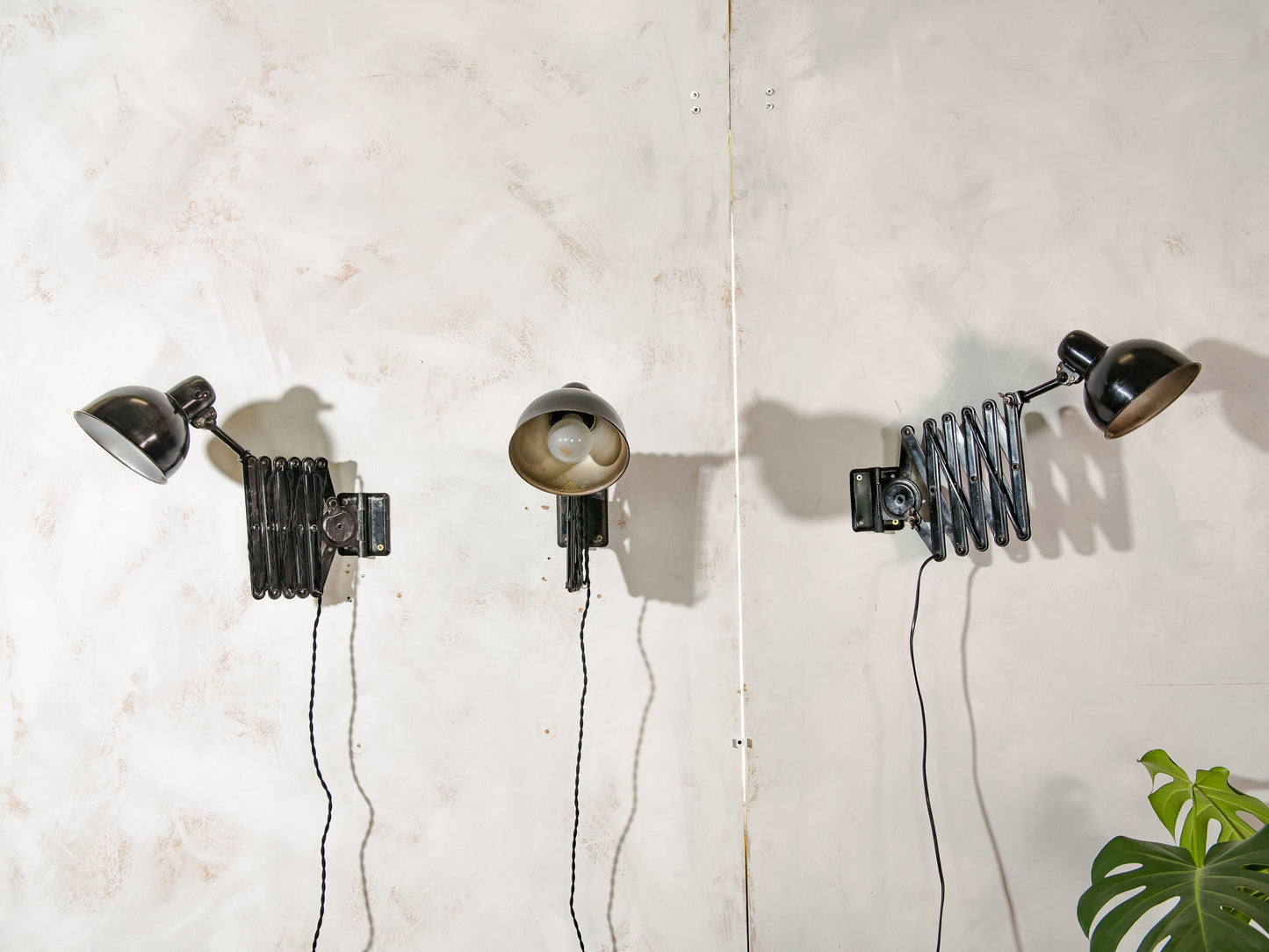 Scissor Lamps by ADEM 1940s, Unique Wall Accordion Light, Harmonica Lamp Industrial Factory Lighting