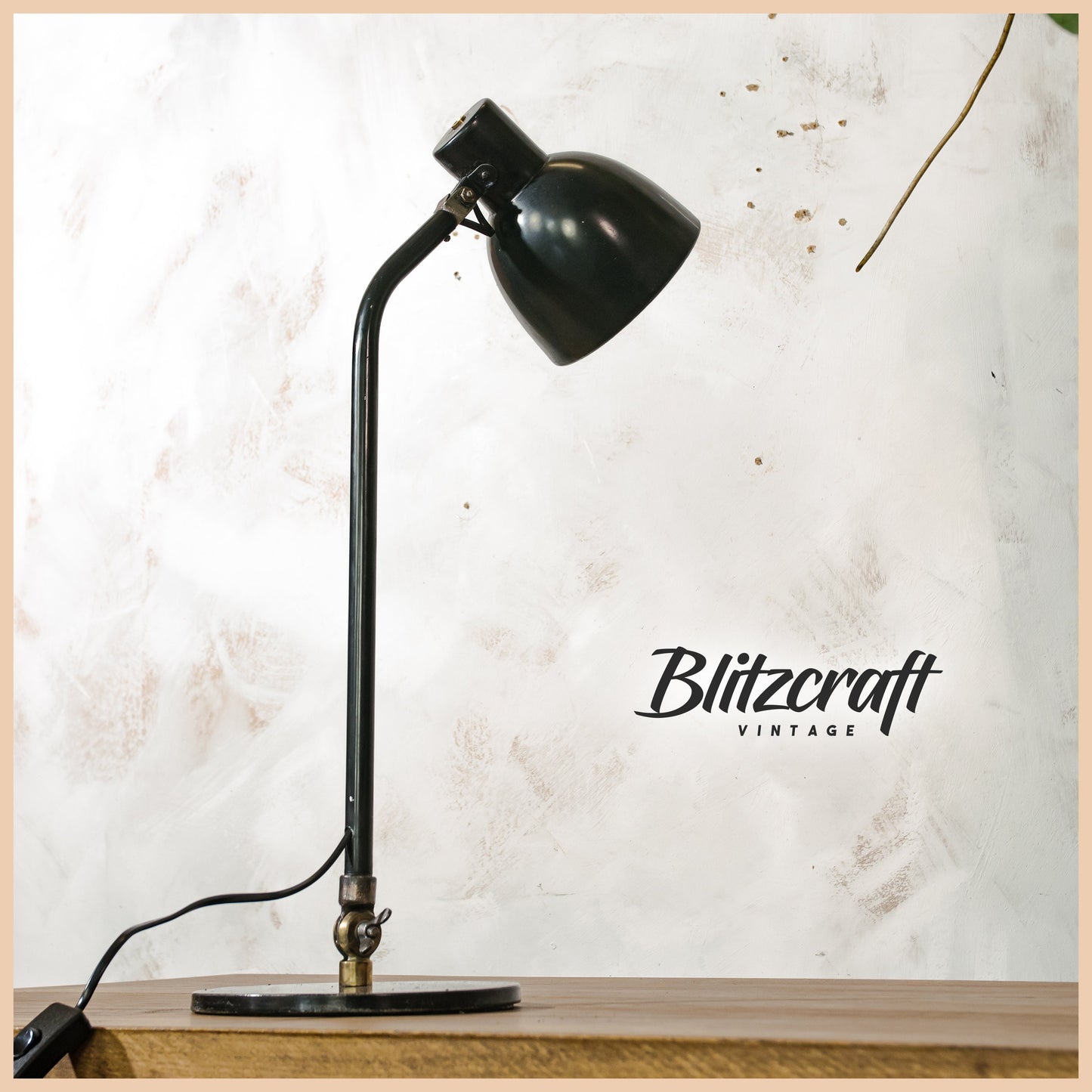 Hala Zeist Bauhaus Table Lamp by H. Busquet, 1950s, Black Metal Office lighting, 1950s Factory Desk light