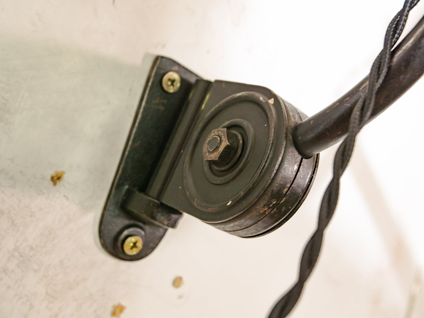Scissor Lamp Hala 1930s, Black Workshop lamp, Rare Wall Mounted Harmonica Light, Bauhaus Lampshade, Accordion Sconce