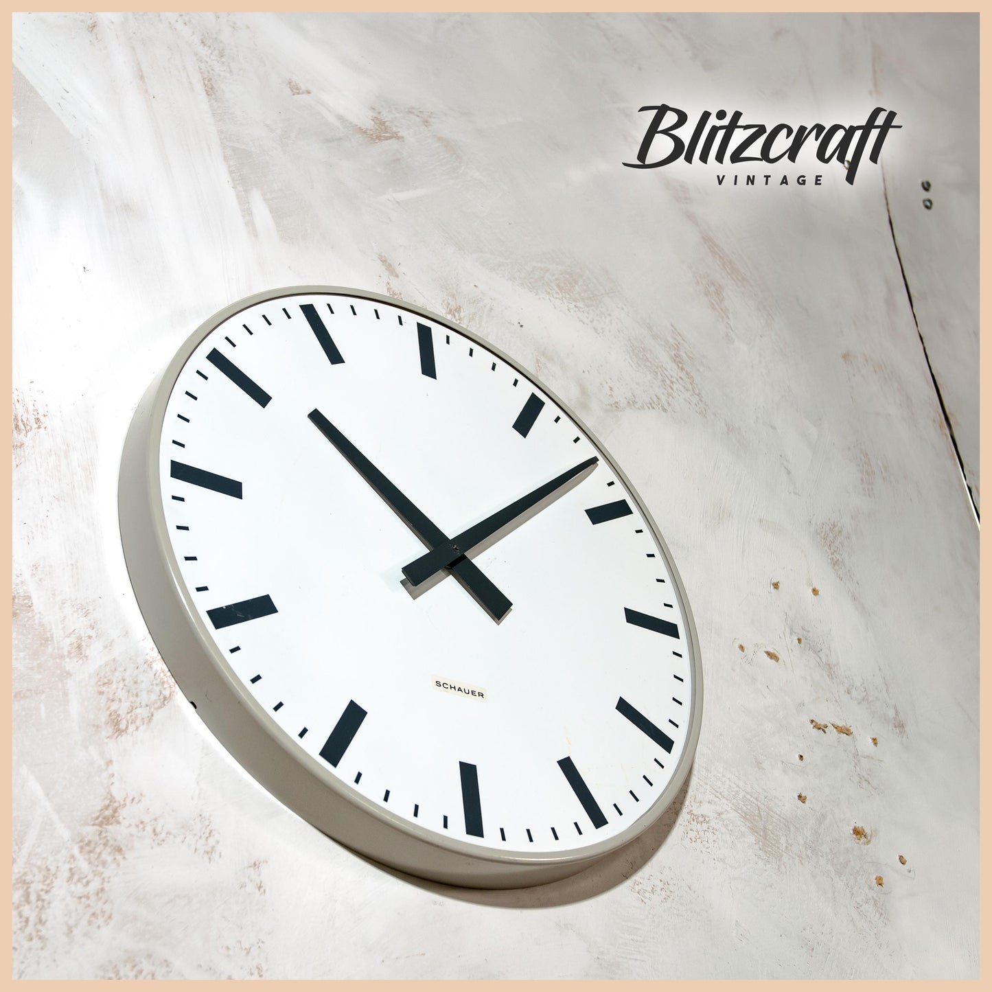 Large Retro Office Clock by Schauer, Diameter 41 CM, 1970s designer Wall Clock made in Austria Timekeeper