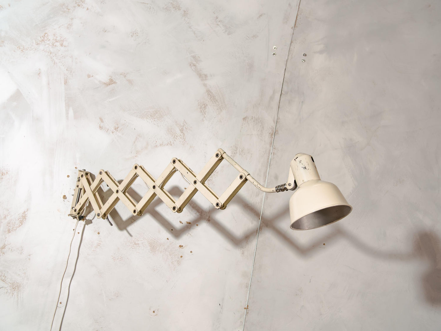 Beige schaar wandlamp van SIS, uittrekbare harmonicalamp, industriële stijl interieurverlichting jaren 60