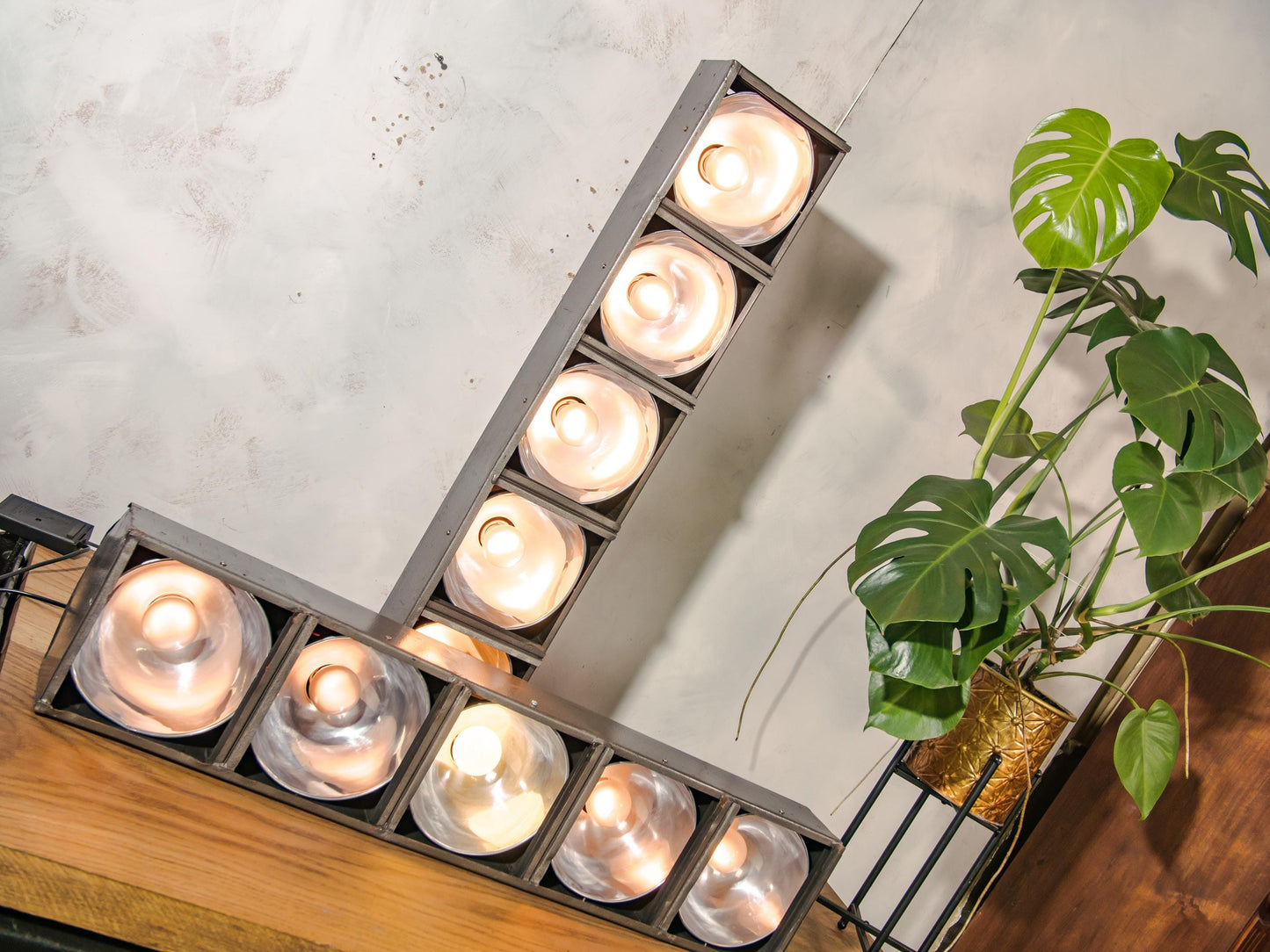 Vintage TOVERLI Stage light Batten Footlight, 1960s 5 Edison Bulbs Strip light, Unique Upcycled Ground flow lighting, Theatre Lamp