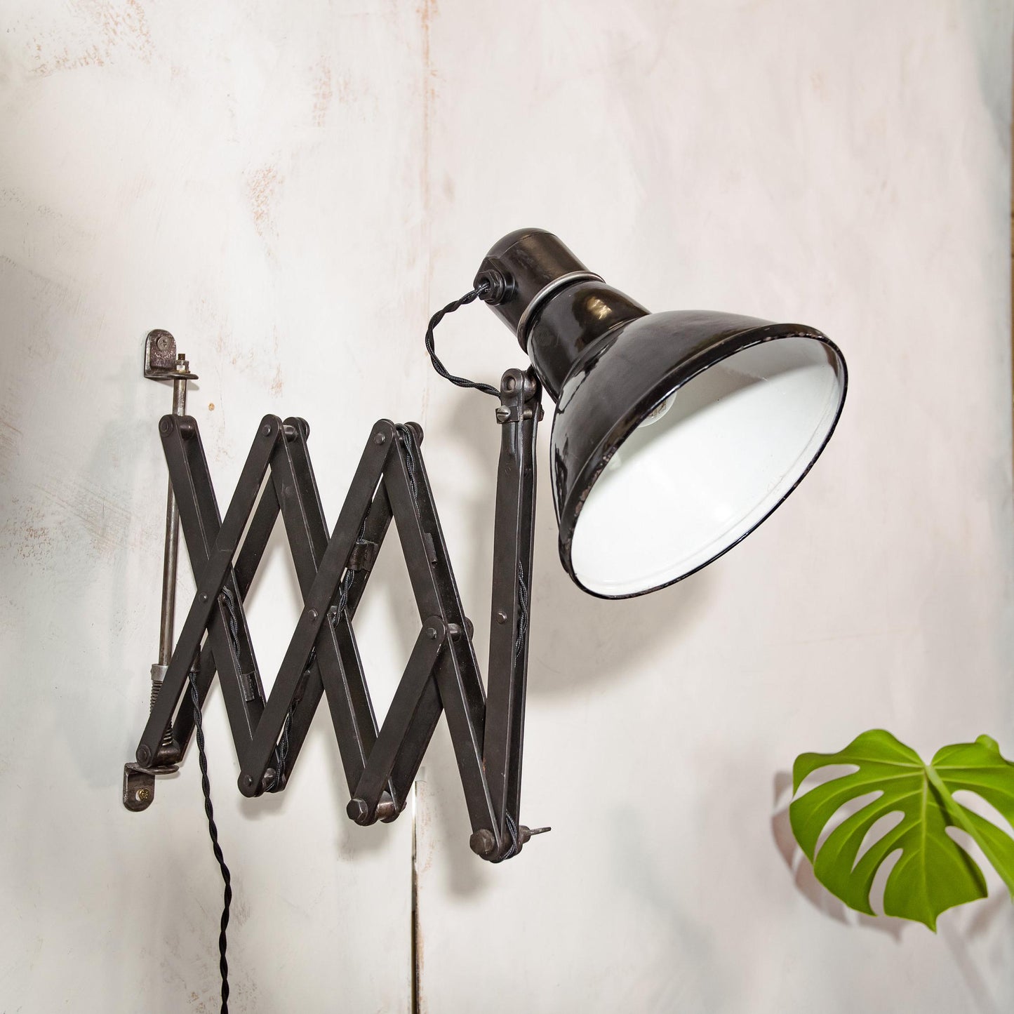 FABRILUX Schaarlamp Jaren 30, Antieke Bauhauslamp, Harmonica Wandlamp, Werkplaatslamp ZELDZAAM Dr. Ing. Schneider & Co