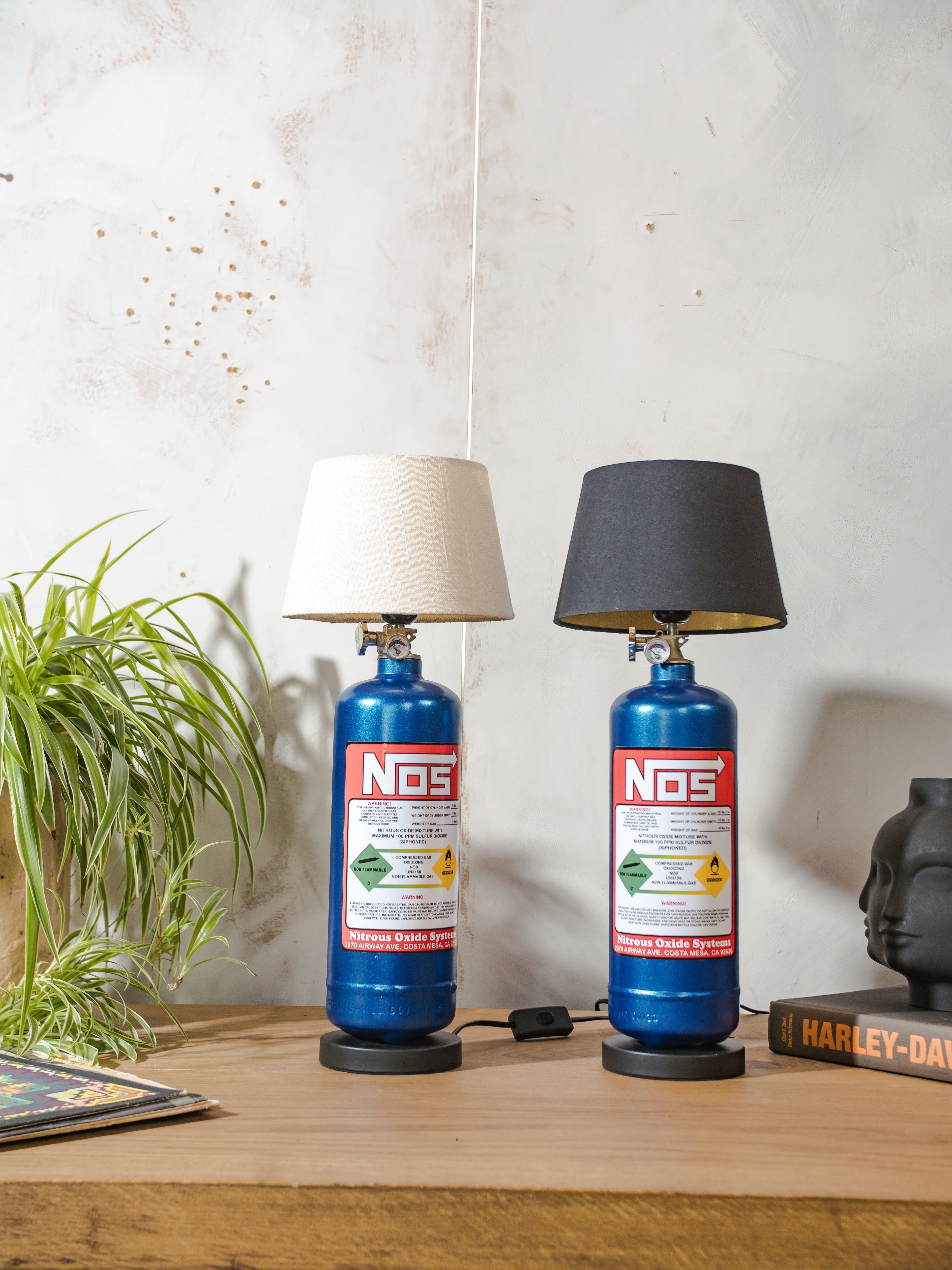NOS Nitrous Oxide upcycled Automotive Racing desk lamps