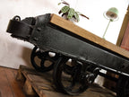Antique Mining Cart Coffee Table, 1920s French Decauville Industrial Railway Wagon Cast iron, Salvaged Factory Carriage with Oak table-top