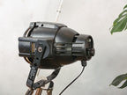 Black Stagelight Floorlamp Vintage  | The Aliën Studio Spot | Spotlight on polished chrome Tripod | Modern industrial lighting