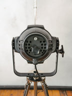 Black Stagelight Floorlamp Vintage  | The Aliën Studio Spot | Spotlight on polished chrome Tripod | Modern industrial lighting
