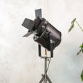 Industrial Theater Floor lamp 1950s A.E. Cremer Paris Film Projector on Adjustable Tripod, Original Barndoors, French Antique Spotlight