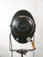 Industrial Theater Floor lamp 1950s A.E. Cremer Paris Film Projector on Adjustable Tripod, Original Barndoors, French Antique Spotlight