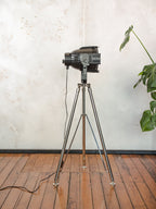 Black Stagelight Floorlamp Vintage  | The Aliën Studio Spot | Spotlight on polished chrome Tripod | Modern industrial lighting