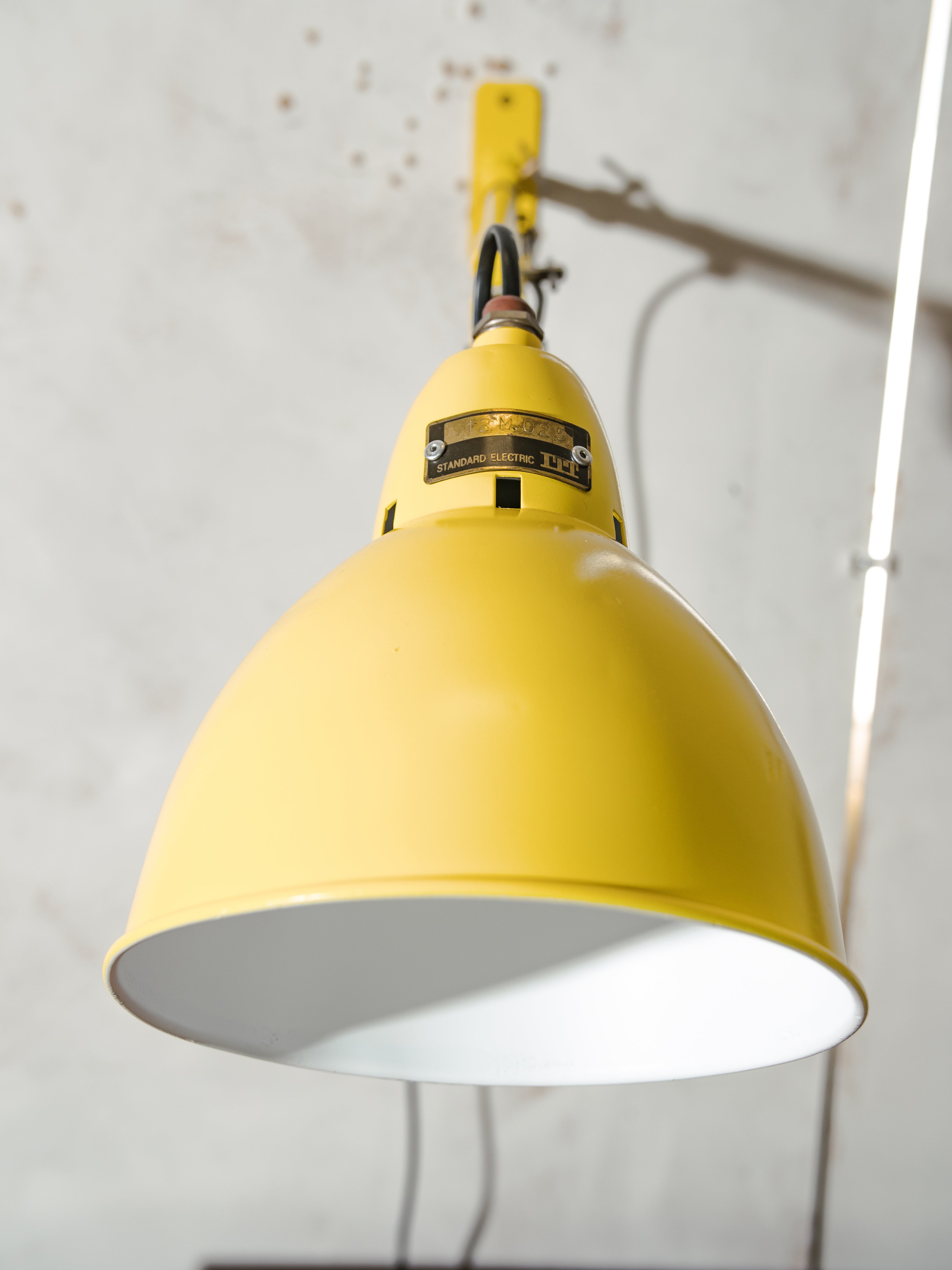 Antique 1940s Hala Zeist 2 Arm Wall light or Table lamp, Vintage Factory Workshop light, Renovated Bright Yellow Desk lighting, Dutch Design