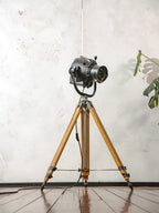 1960s Theater Floor lamp by Strand Electric, Model Patt 23 on Wooden Tripod, Upcycled English Stage Light, Industrial Lighting