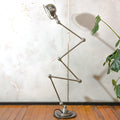 Vintage Franse Jieldé 5 armige staande lamp, industriële loftverlichting, iconische verstelbare werkplaatslamp, mid-century design, gerestaureerd en gepolijst