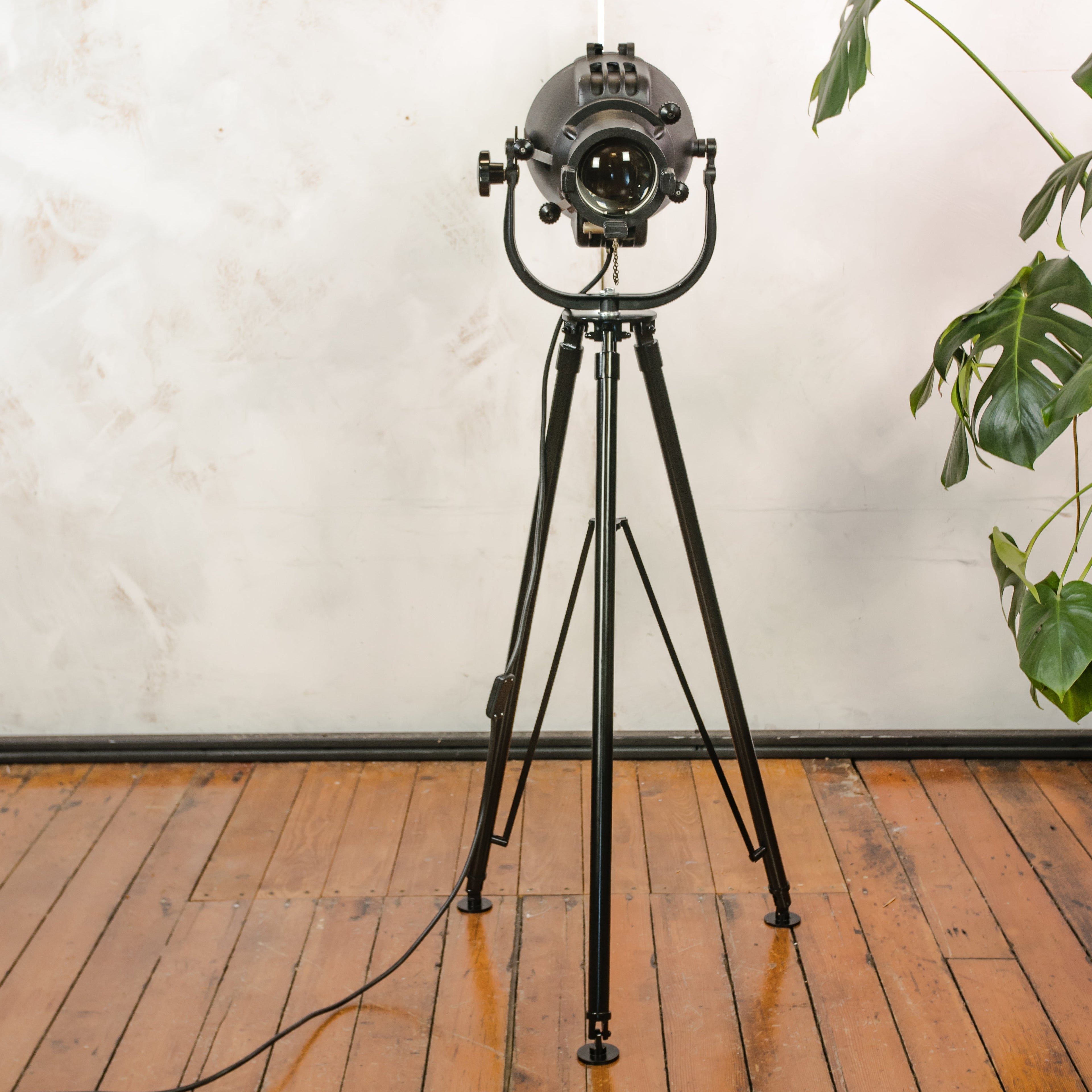 1960s Strand Electric Patt 23 Theater Lamp on steel Tripod, Upcycled UK Stage Lighting, Unique Loft Floorlamp
