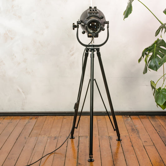 1960s Strand Electric Patt 23 Theater Lamp on steel Tripod, Upcycled UK Stage Lighting, Unique Loft Floorlamp