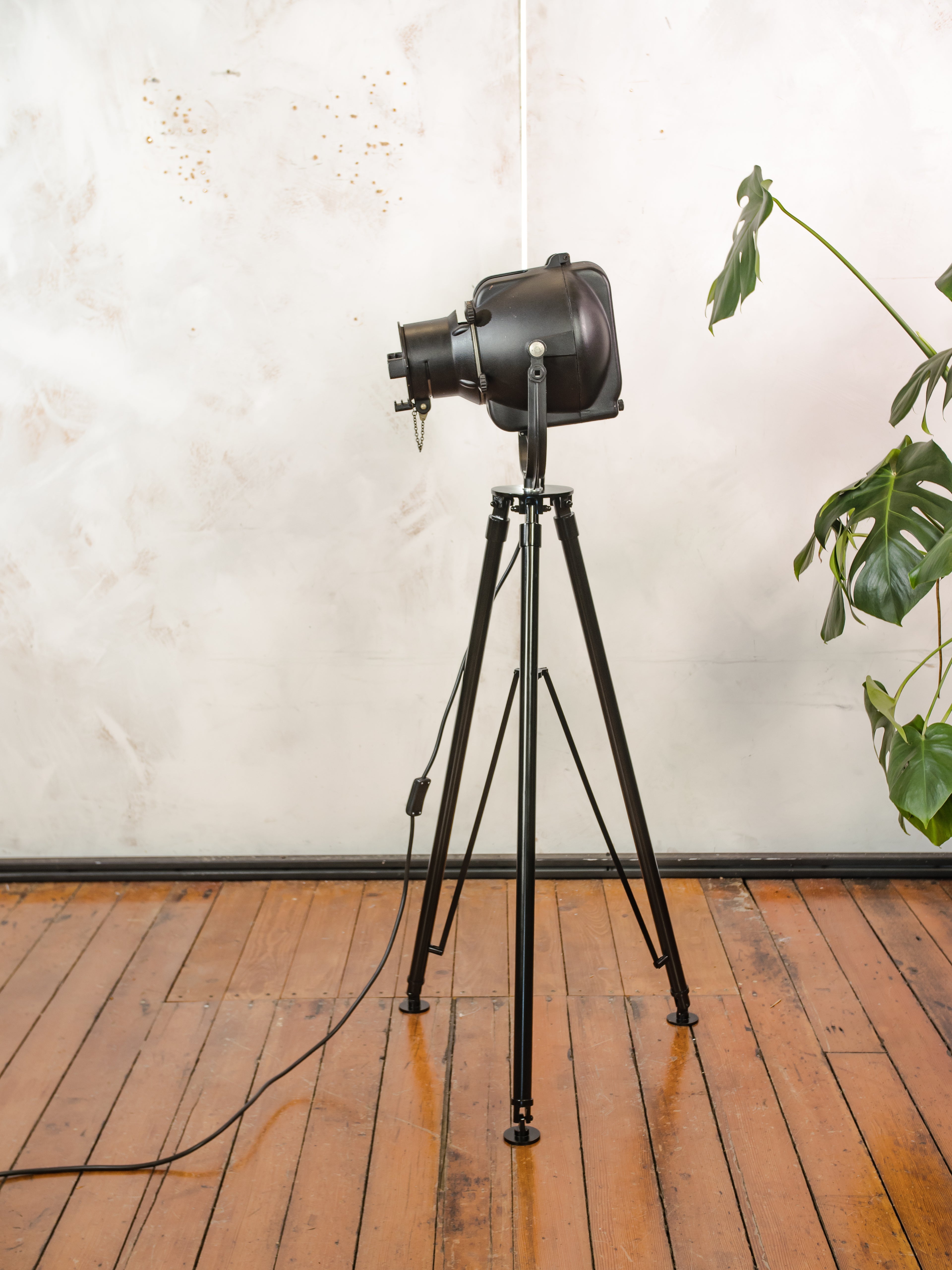1960s Strand Electric Patt 23 Theater Lamp on steel Tripod, Upcycled UK Stage Lighting, Unique Loft Floorlamp