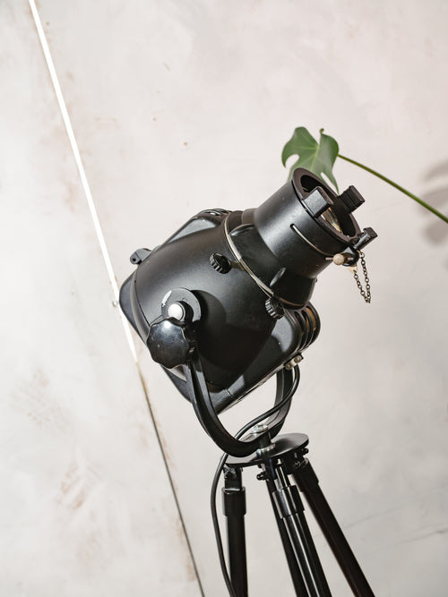 1960s Strand Electric Patt 23 Theater Lamp on steel Tripod, Upcycled UK Stage Lighting, Unique Loft Floorlamp