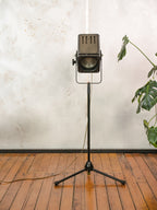 Vintage Rank Strand Theatre Light on Adjustable Tripod, Black Upcycled Industrial Floor lamp 1970s