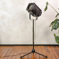 Vintage Rank Strand Theatre Light on Adjustable Tripod, Black Upcycled Industrial Floor lamp 1970s