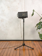 Vintage Rank Strand Theatre Light on Adjustable Tripod, Black Upcycled Industrial Floor lamp 1970s