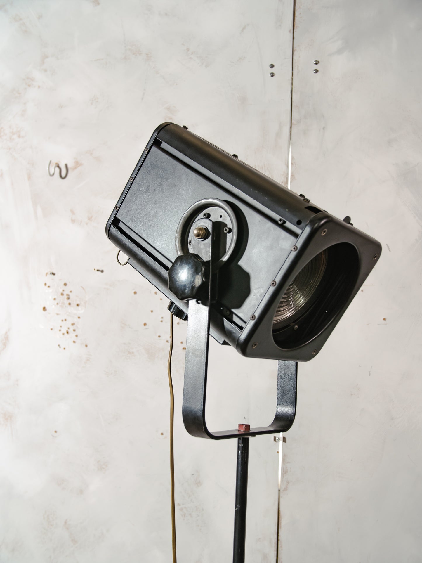 Vintage Rank Strand Theatre Light on Adjustable Tripod, Black Upcycled Industrial Floor lamp 1970s