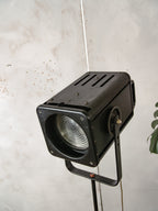 Vintage Rank Strand Theatre Light on Adjustable Tripod, Black Upcycled Industrial Floor lamp 1970s