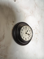 Antique Black ITR Wall Clock with white dial face, Renovated Timekeeper circa 1920s, International Time Recording co. ltd London, Quartz