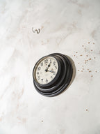 Antique Black ITR Wall Clock with white dial face, Renovated Timekeeper circa 1920s, International Time Recording co. ltd London, Quartz