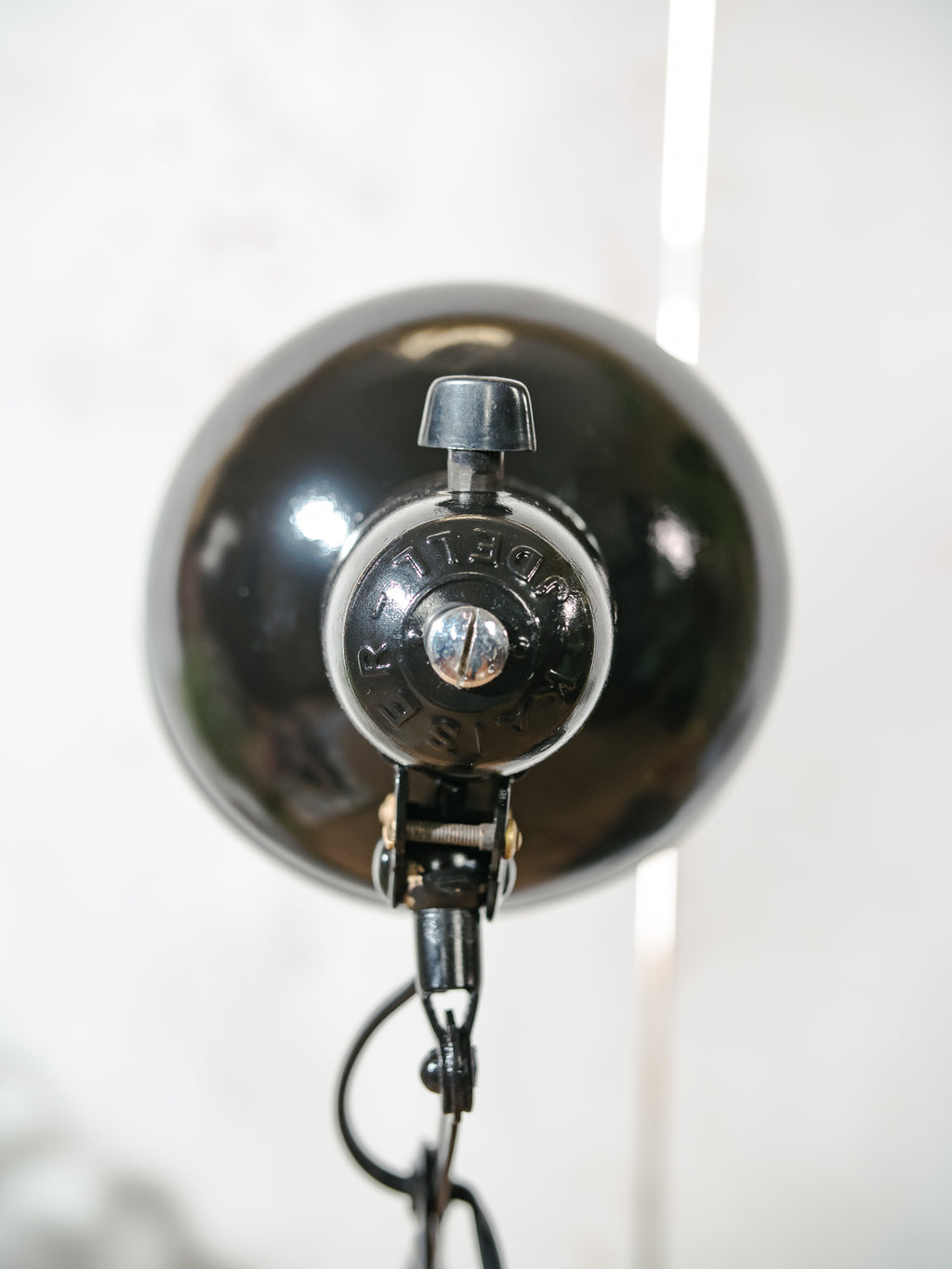 Kaiser Jdell 6718 Scissors Lamp 1930s, High Gloss Black restored Bauhaus Wall lighting, Antique Harmonica light design by Christian Dell