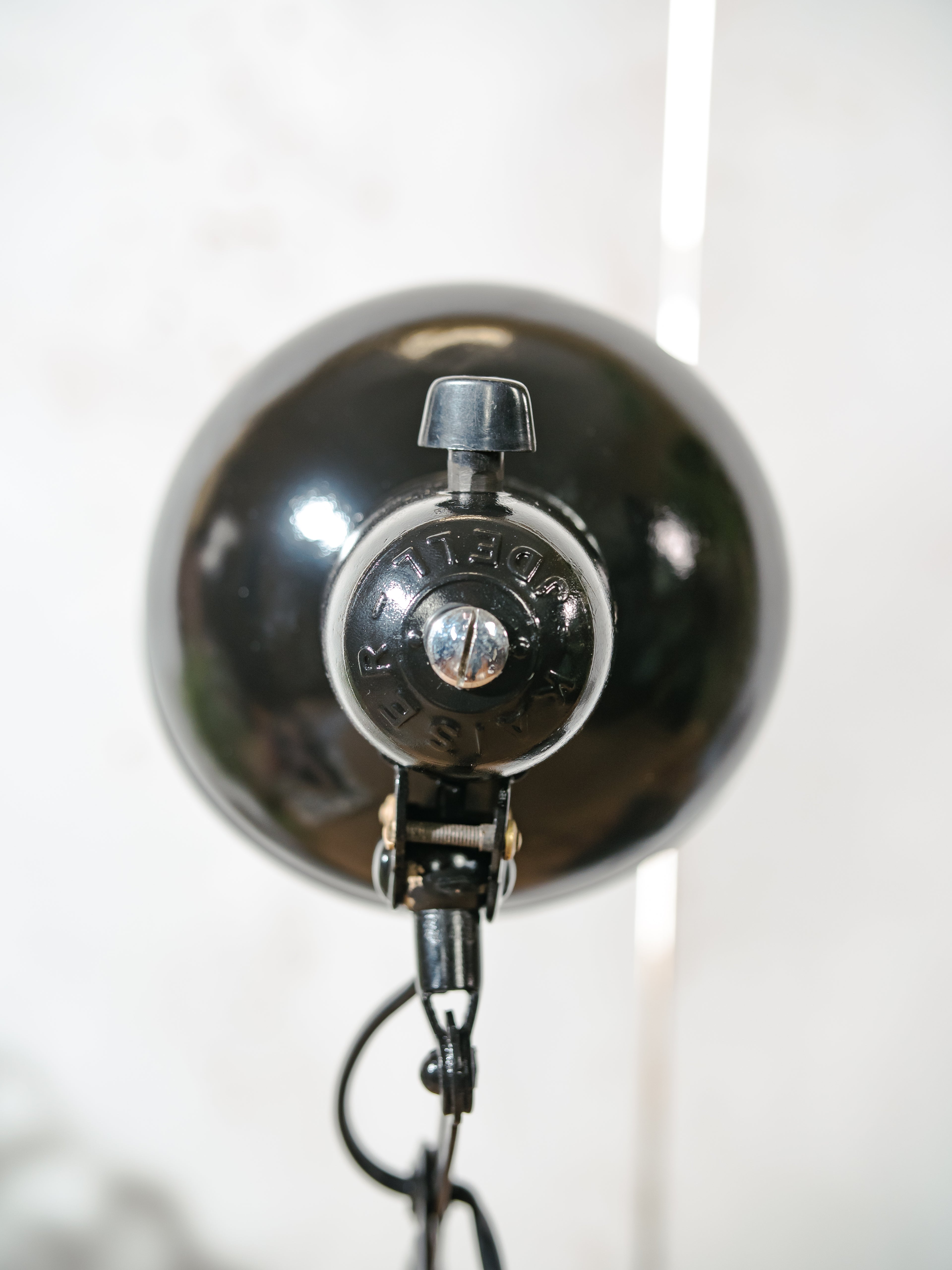 Kaiser Jdell 6718 Scissors Lamp 1930s, High Gloss Black restored Bauhaus Wall lighting, Antique Harmonica light design by Christian Dell