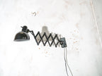 Kaiser Jdell 6718 Scissors Lamp 1930s, High Gloss Black restored Bauhaus Wall lighting, Antique Harmonica light design by Christian Dell