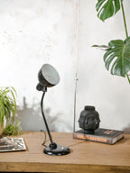 1940s Kaiser Idell Model 6556 Table Lamp Black, Bauhaus interior, designed by Christian Dell, Antique Restored Table desk light