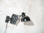 Kaiser Jdell 6718 Scissors Lamp 1930s, High Gloss Black restored Bauhaus Wall lighting, Antique Harmonica light design by Christian Dell