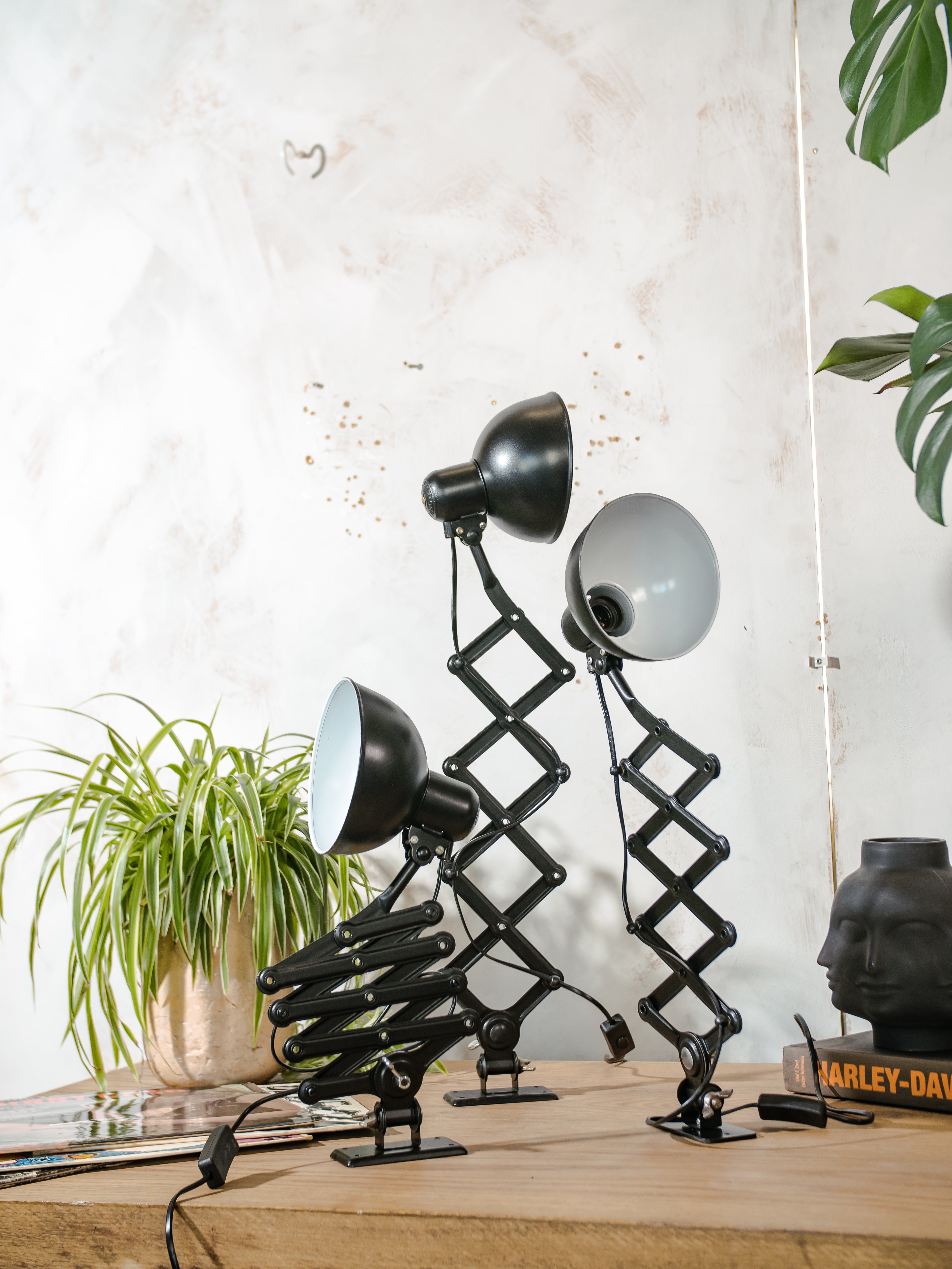 1930s Kaiser Idell 6718 Scissor Lamp, Satin Black restored Bauhaus Wall lighting, Antique light designed by Christian Dell