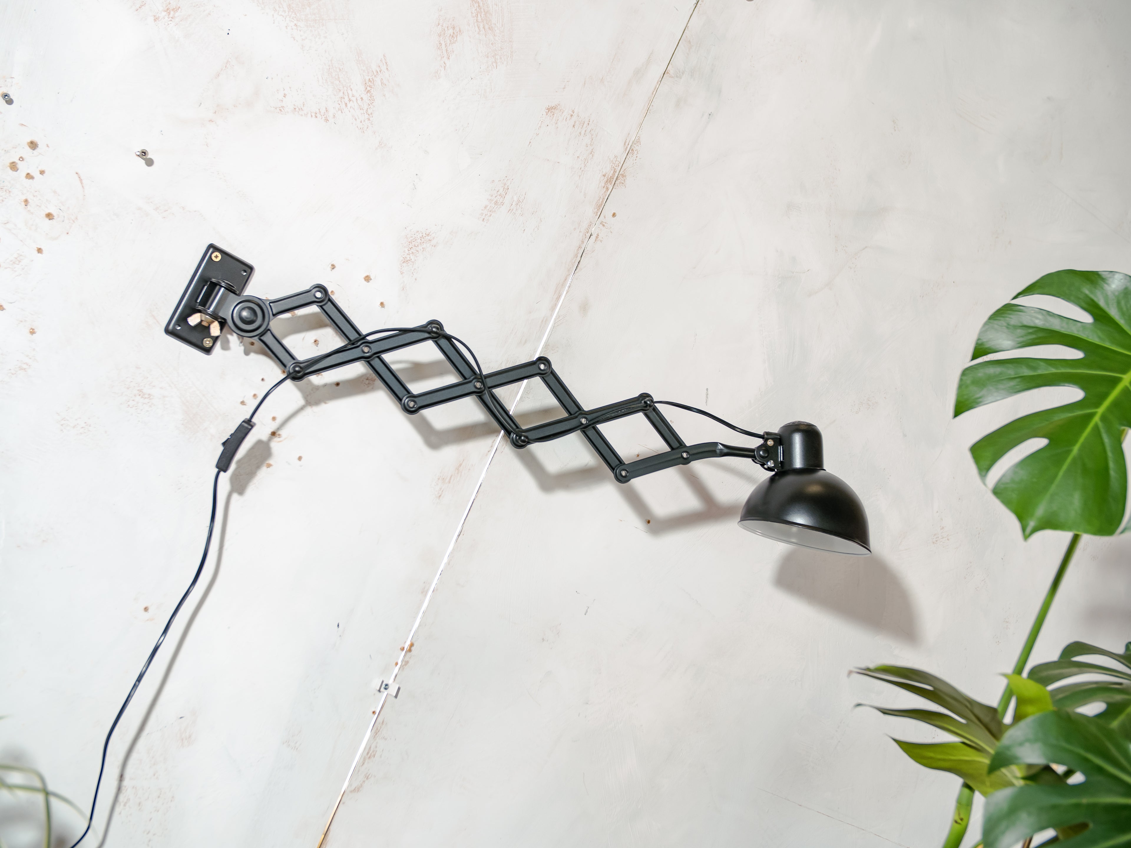1930s Kaiser Idell 6718 Scissor Lamp, Satin Black restored Bauhaus Wall lighting, Antique light designed by Christian Dell
