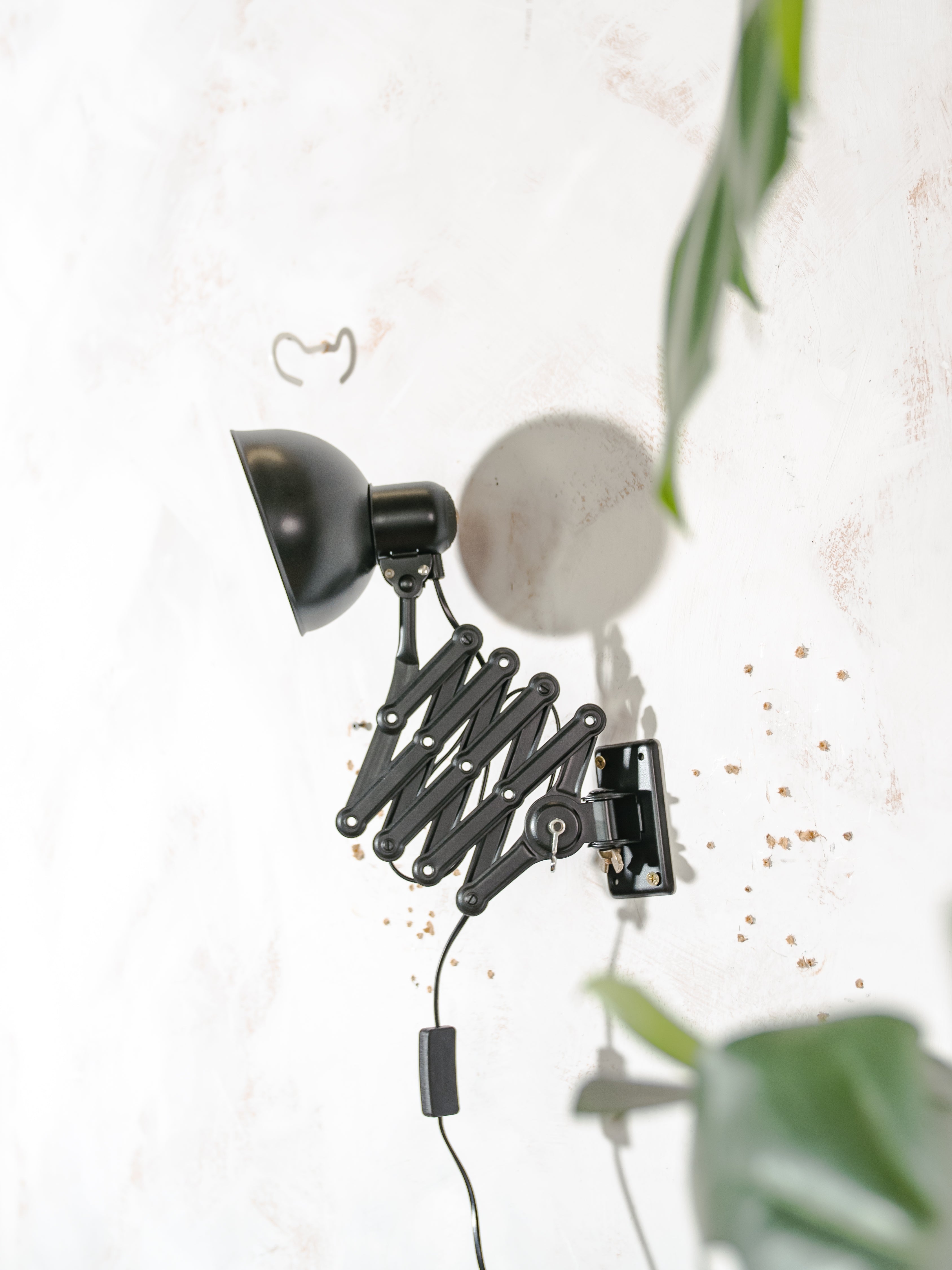 1930s Kaiser Idell 6718 Scissor Lamp, Satin Black restored Bauhaus Wall lighting, Antique light designed by Christian Dell