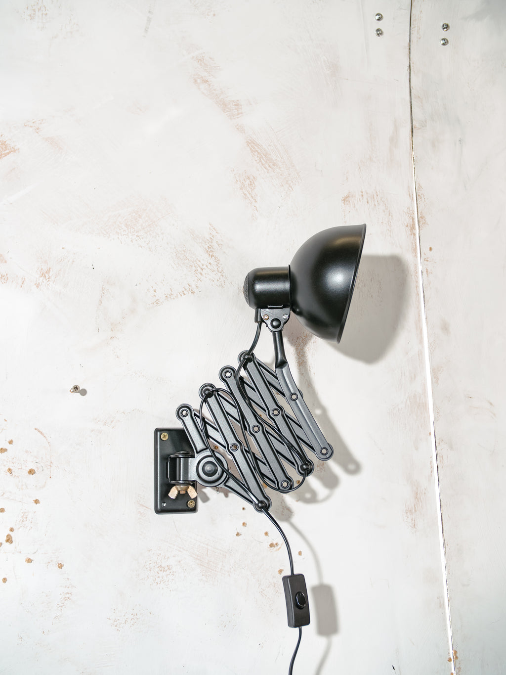 1930s Kaiser Idell 6718 Scissor Lamp, Satin Black restored Bauhaus Wall lighting, Antique light designed by Christian Dell