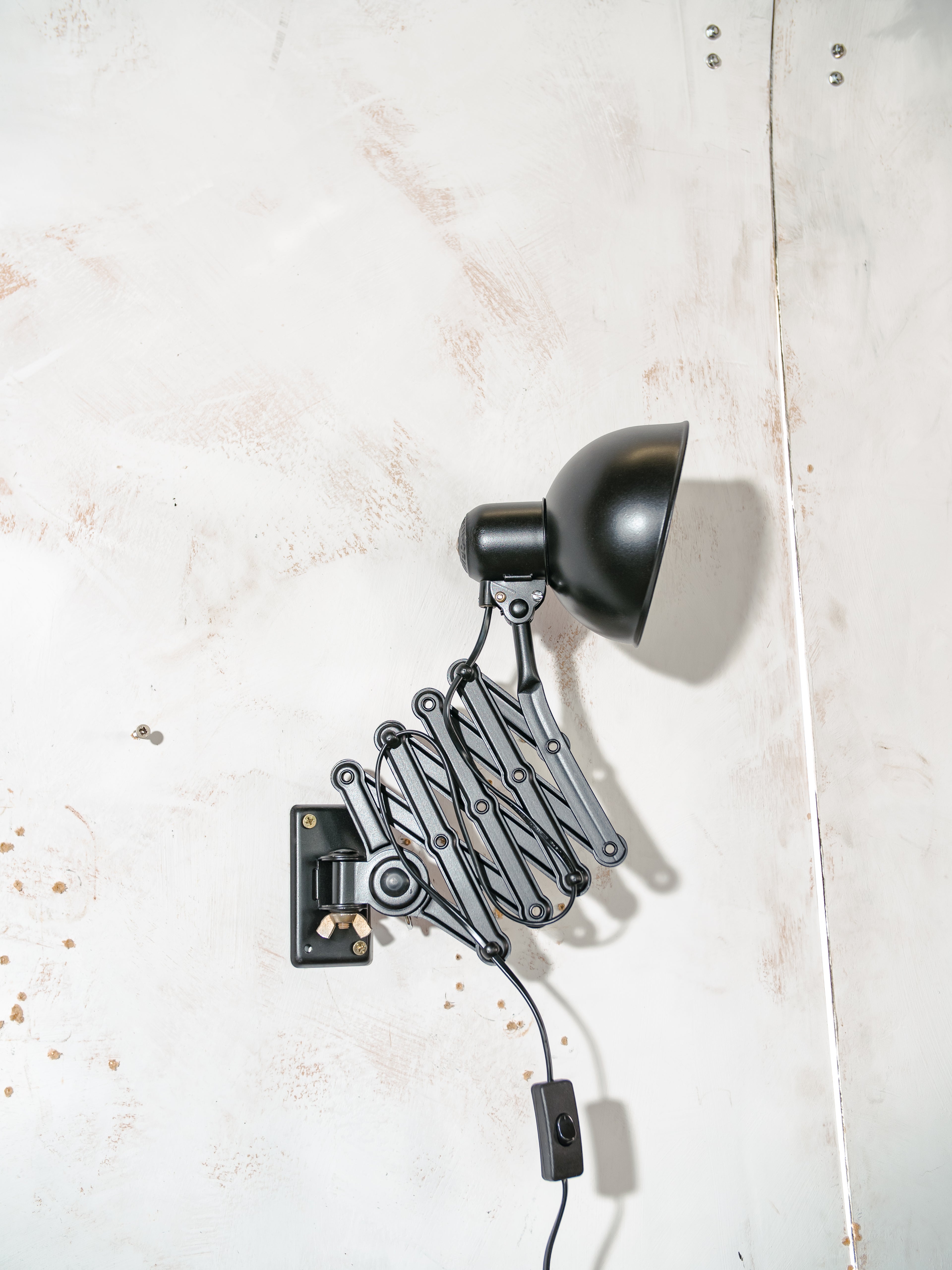 1930s Kaiser Idell 6718 Scissor Lamp, Satin Black restored Bauhaus Wall lighting, Antique light designed by Christian Dell