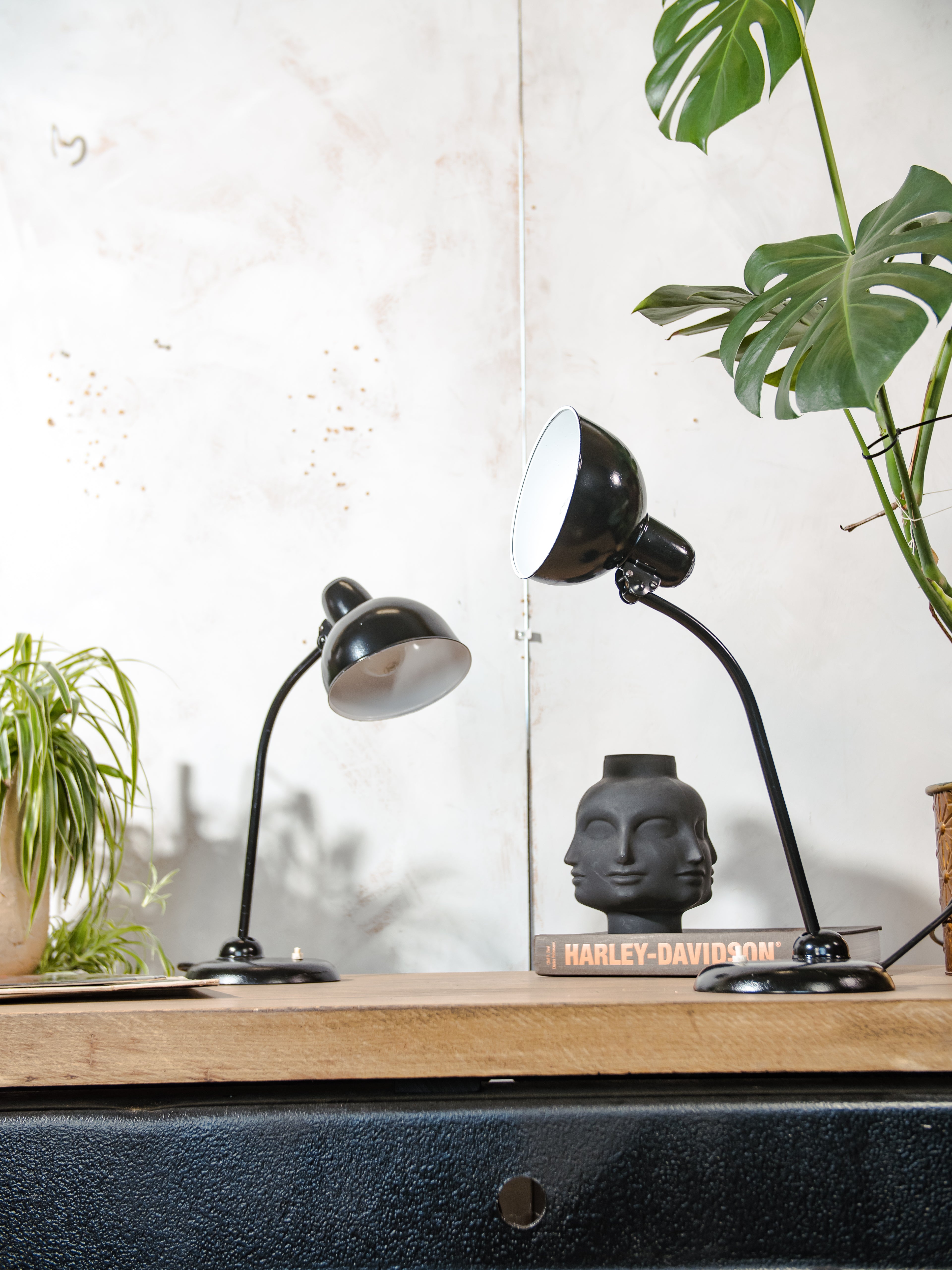 1940s Kaiser Idell Model 6556 Table Lamp Black, Bauhaus interior, designed by Christian Dell, Antique Restored Table desk light